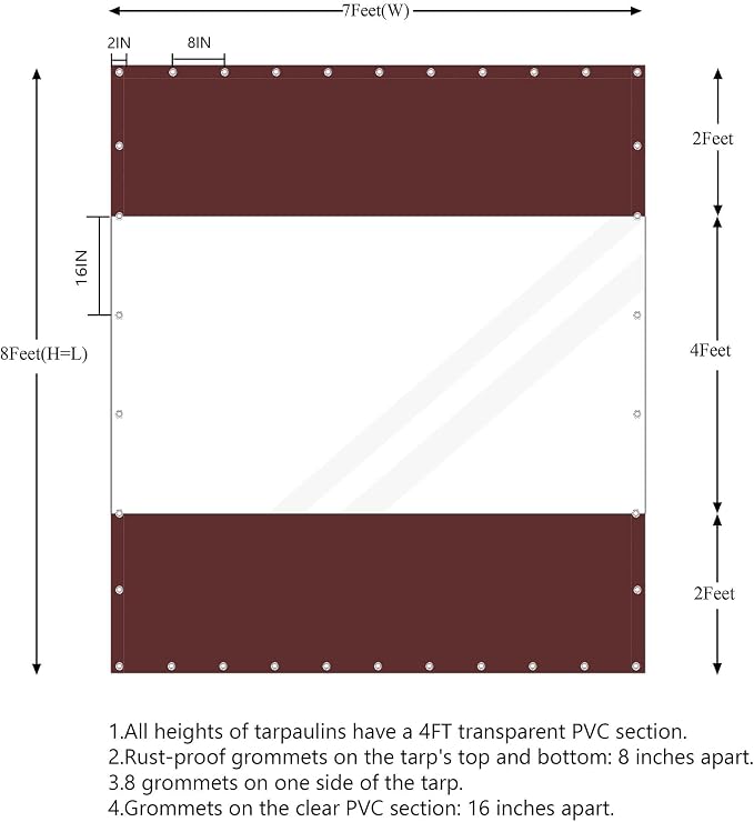 20 Oz Outdoor Vinyl Curtain, Outdoor Clear Panel Curtain, Weather Resistant - Image 2