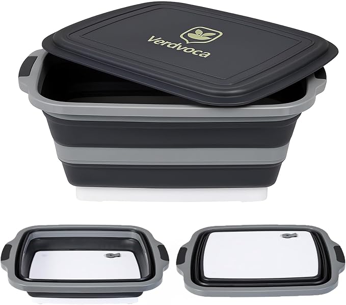 2 Pcs 16L Black Collapsible BBQ Prep Tub - Image 4