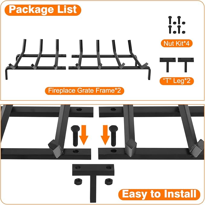 FEED GARDEN Fireplace Grate 30 inch Heavy Duty Fireplace Log Holder, 1/2" Solid - Image 5