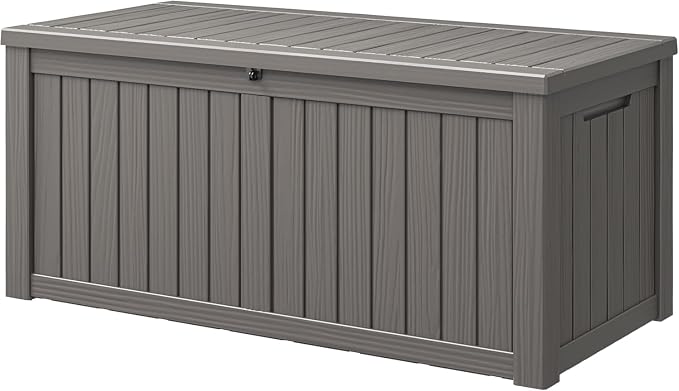 NUNU LAB 120 Gallon Outdoor Storage Box, Resin Large Sturdy Deck Box, Backyard by NUNULAB
