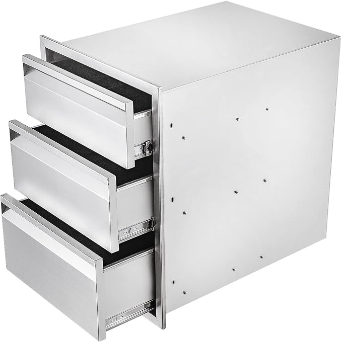 Outdoor Kitchen Drawers 18" W x 24" H x 23" D Triple BBQ Drawers Stainless - Image 3