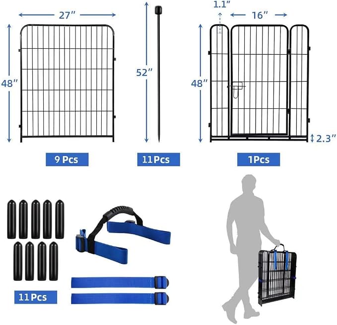 ADAVIN Tall Garden Fence, 48 in 10 Panels Heavy Duty Iron Metal Animal Barrier - Image 2