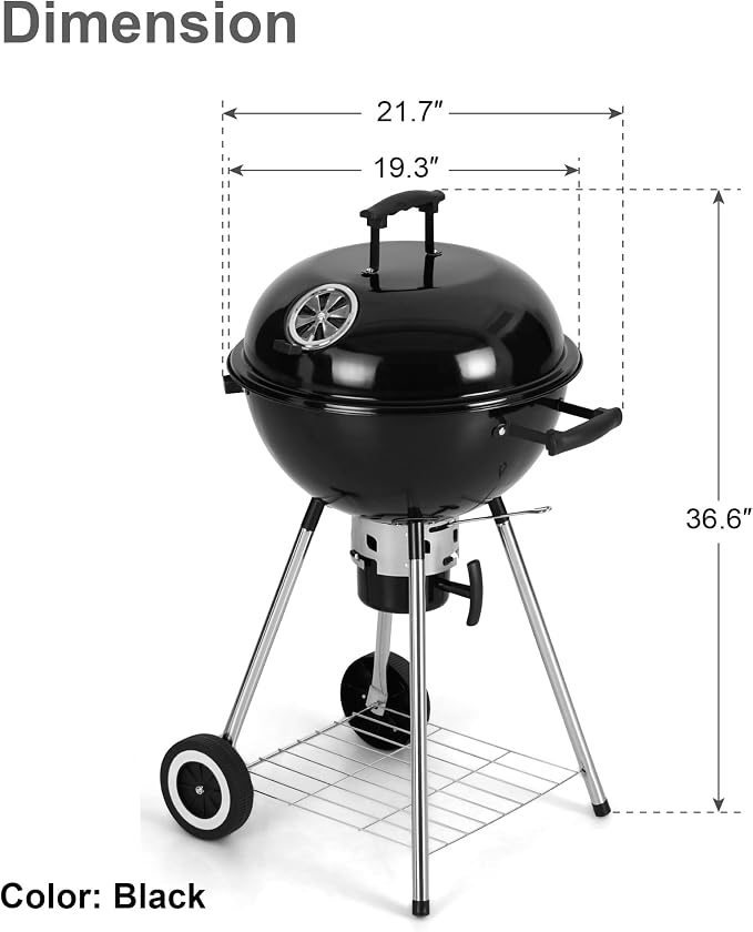 GREEN PARTY 18 inch Kettle Charcoal BBQ Grill - Image 9