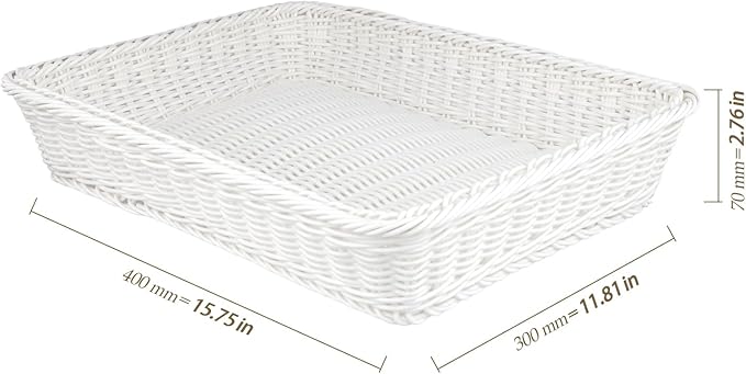 5 Pack Poly Wicker Bread Baskets 15.7x11.8x2.8 Inch, Restaurant-Grade Food - Image 2