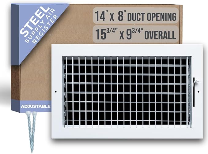 Fits 14x8 Duct Opening Steel Adjustable Air Supply Grille by Handua | Register by Handua