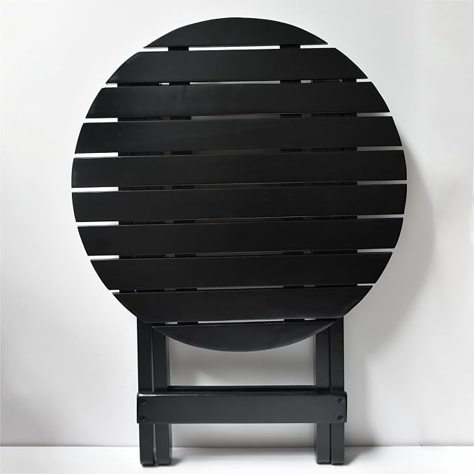 Small Round Folding Side Table Set of 2, Patio Foldable Wooden End Tables - Image 7