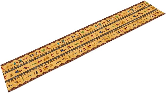 Egyptian Table Runner, Colorful Ancient Egyptian Hieroglyphs Floral Geometric - Image 8