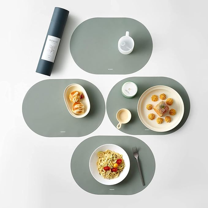 Mint Green Oval Silicone Placemats Set of 4 – Heat Resistant, Waterproof by Unknown