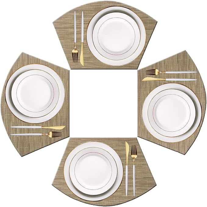 PIGCHCY Wedge Shaped Placemats for Dining Table Washable Vinyl Placemats Heat by PIGCHCY