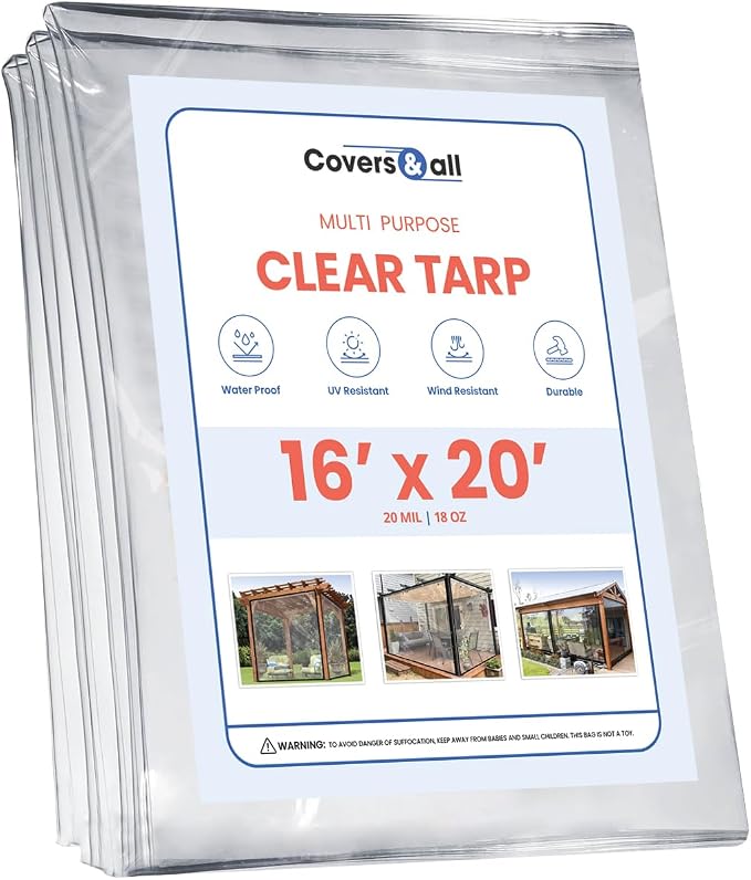 Covers & All Heavy Duty Waterproof Clear Tarps, 18 oz 20 mil Clear PVC - Image 2
