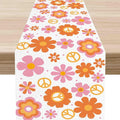 Groovy Floral Table Runner, Retro 70s Hippie Floral Funky Pink Cute Flower by Unknown