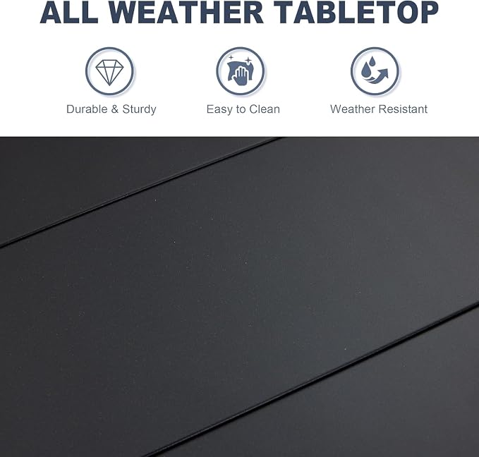 VICLLAX Round Patio Dining Table, Metal Outdoor Dining Table - Image 4