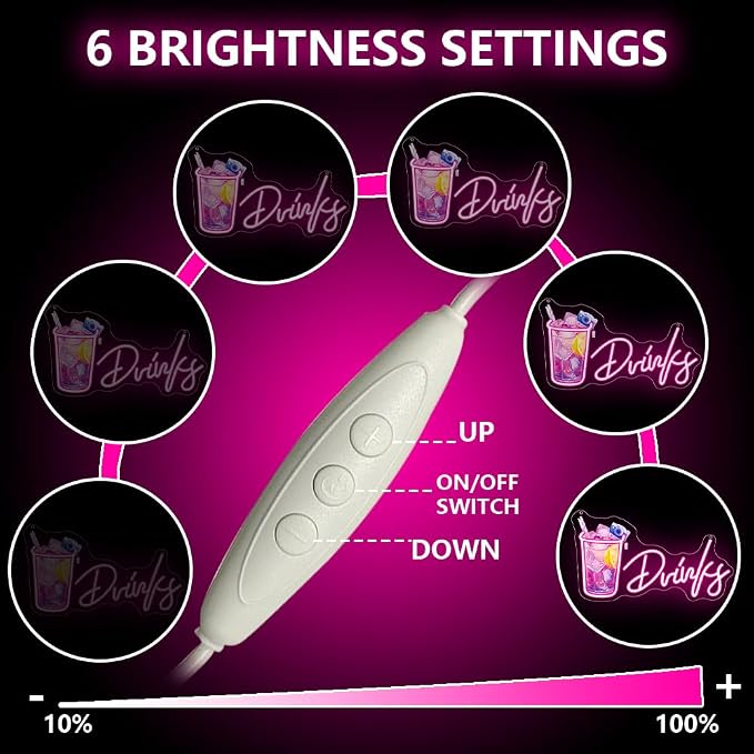 Drinks Neon Signs for Wall Decor, Cool Cocktail Glass LED Sign Art Wall Lights - Image 2