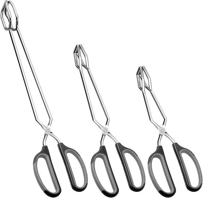 Stainless Steel Scissor Tongs Cooking Tongs Set by HINMAY