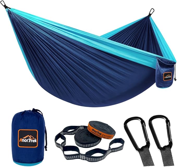 Camping Hammock with 210T Parachute Nylon, 500 lb Capacity, Blue Navy