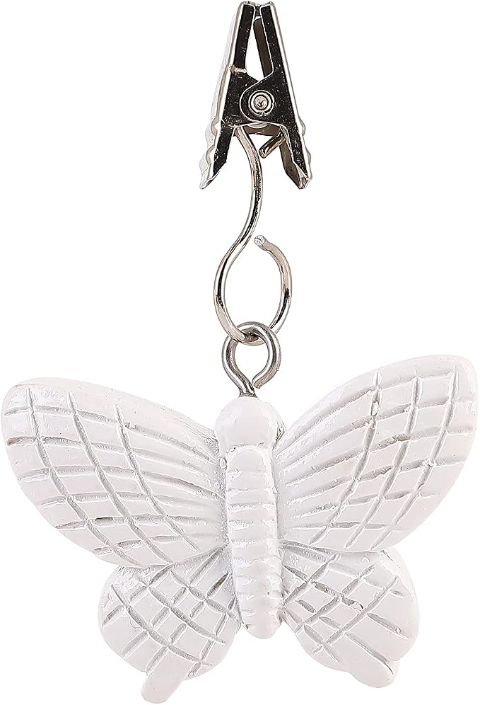 TwoFish Home Set of 4 White Butterfly Resin Tablecloth Weights Clips White - Image 4