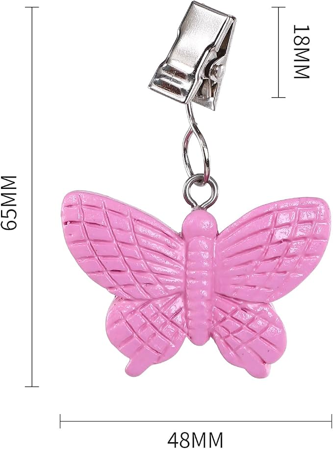 TwoFish Home Set of 4 Pink Butterfly Tablecloth Weights Clips Pink Butterfly - Image 4