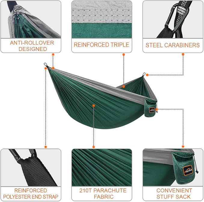 Hammock with Tree Straps, 210T Nylon, 500 lb Capacity