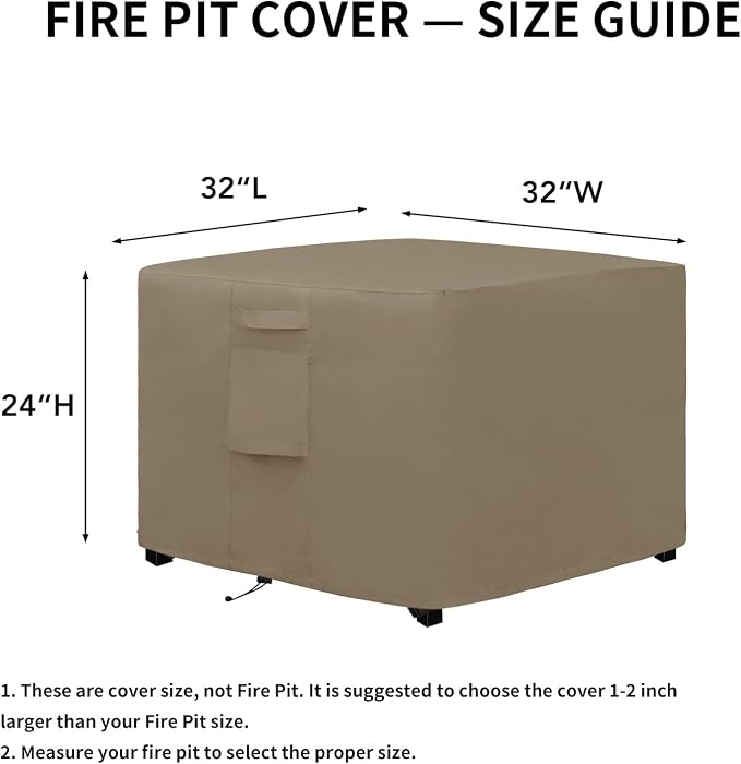 Easy-Going Outdoor Fire Pit Cover Square 32" Lx32 Wx24 H, Durable Outdoor Gas - Image 2
