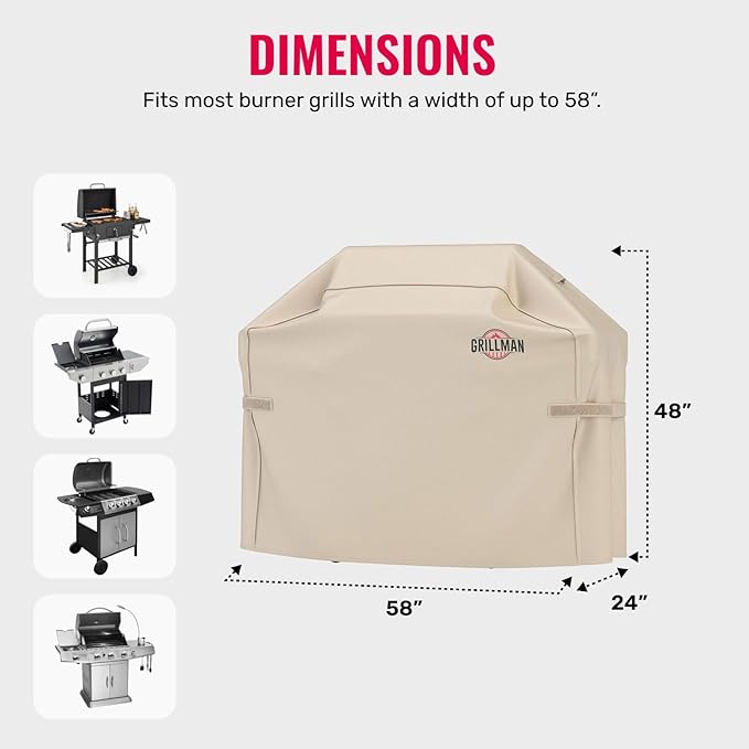 Grillman Grill Cover, BBQ Outdoor Grill Covers, Gas Grills, Waterproof - Image 3