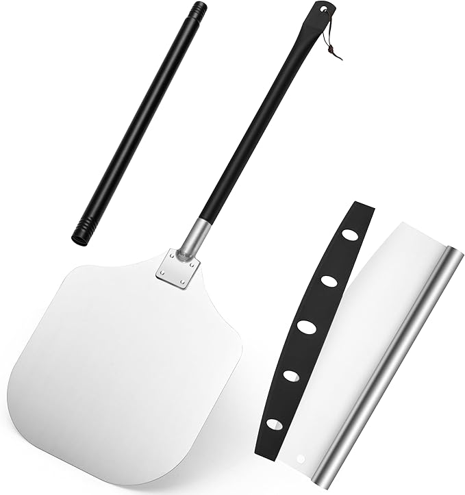 Pizza Peel with Detachable Handle, 12 x 14 in Aluminum, Silver
