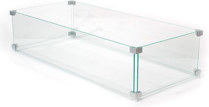 AMS Fireplace Rectangular Tempered Glass Fire Pit Table by AMSFireplaceInc
