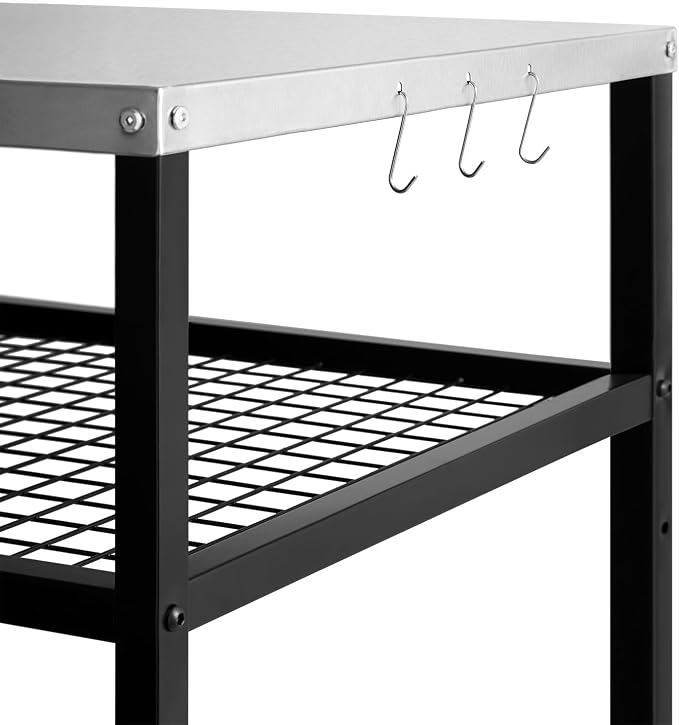Stainless Steel Outdoor Grill Cart Pizza Oven Stand Trolley Table - Image 5