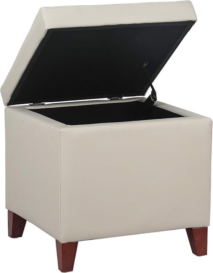 Homebeez Tufted Faux Leather Storage Ottoman Square Cube Foot Rest Stool - Image 5