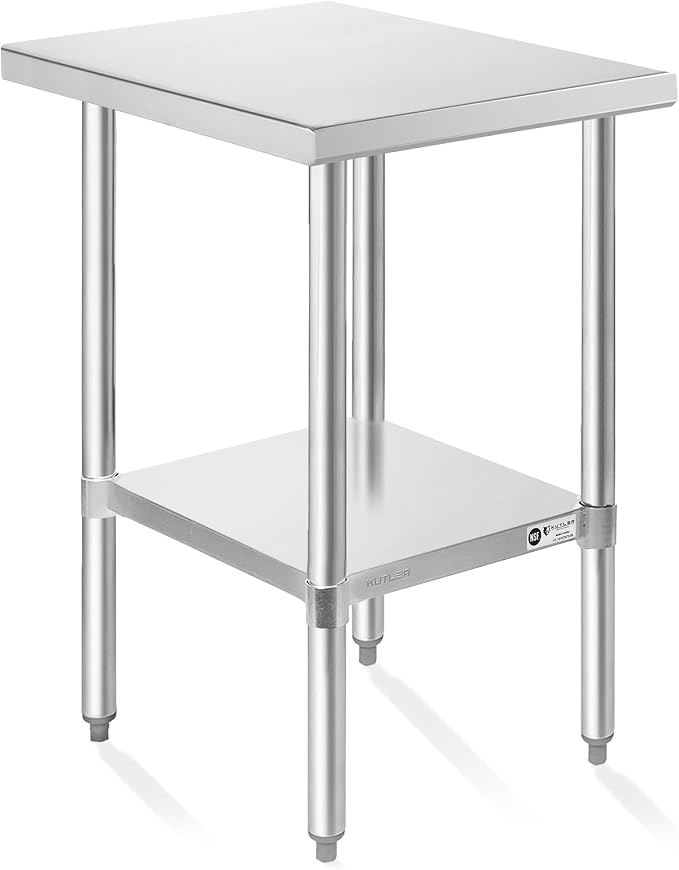 KUTLER Stainless Steel Table 30 x 18 Inches, NSF Heavy Duty Commercial Kitchen by Kutler