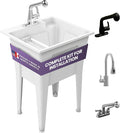 Freestanding Utility Sink with One Handle Chrome Faucet by NoahWilliamHome