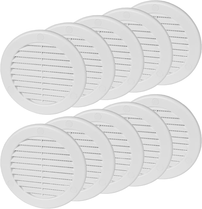4 Inch White Air Vent Cover – Pack of 10 – Plastic Round Air Vent Grill Cover by Unknown