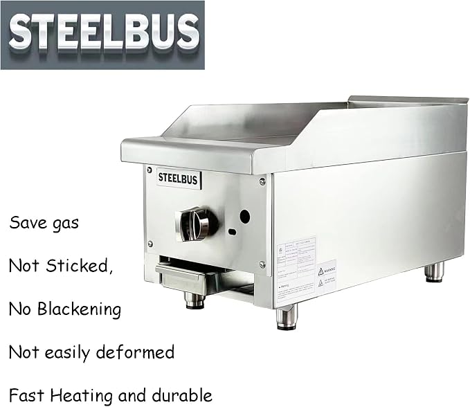 Commercial Gas Griddle-12''x23'' | Gas griddle flat top grill |19MM Thicken - Image 3