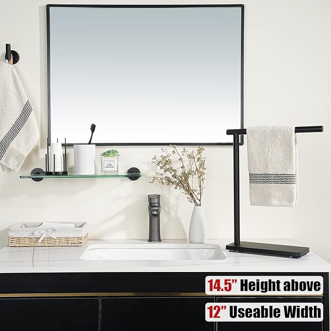 JQK Hand Towel Holder Stand Black, Modern Tree Rack Free Standing - Image 3