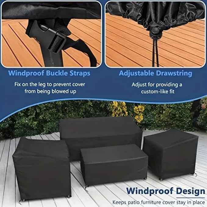 4-Piece Outdoor Furniture Covers, 420D Waterproof Windproof Set - Image 7