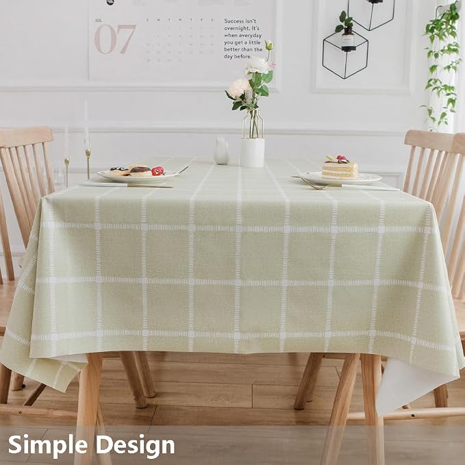 TruDelve Vinyl Tablecloth Rectangular Sage Green Plastic Tablecloths - Image 7