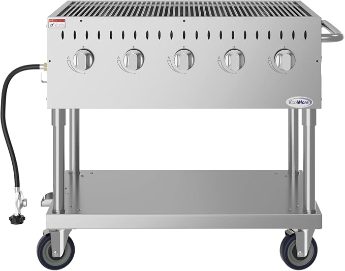 KoolMore 36 in. Commercial 5-Burner Mobile Outdoor Propane Grill in Stainless - Image 6