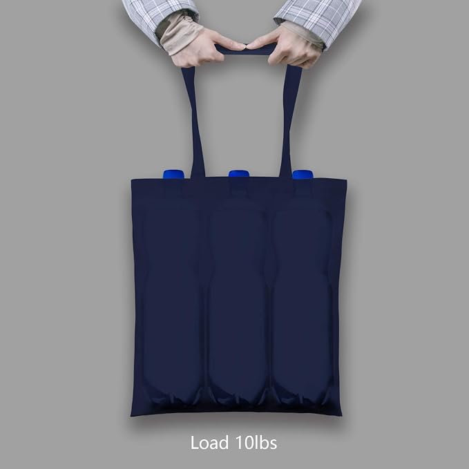 TOPDesign 24-Pack Economical 16"x15" Navy Blue Cotton Tote Bag, Lightweight - Image 6