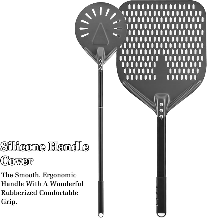 12 Inch + 9 Inch Perforated Pizza Peel Set, Pizza Turning Peel - Image 4