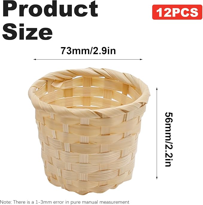 MDEOOSKY 12pcs Mini Woven Bamboo Basket Desktop Clutter Little Baskets - Image 2