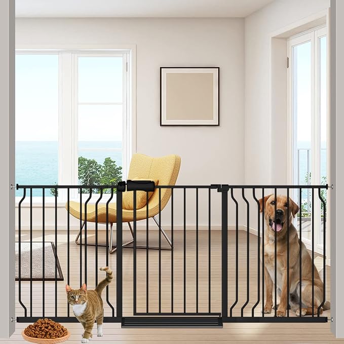 Extra Wide Baby Gate 67-71.5 Inch Wide Walk Through Pressure Mounted Auto Close by FlowerFrail