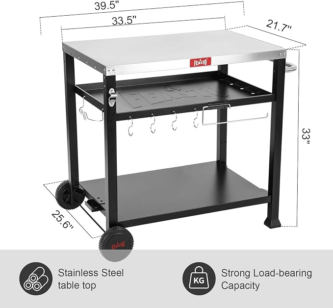 3-Shelf Outdoor Grill Table, Pizza Oven Table - Image 7
