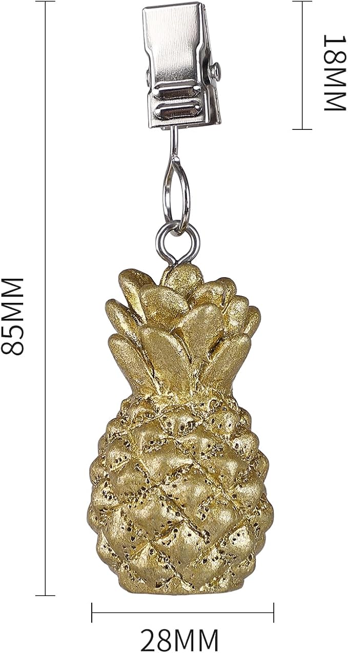 TwoFish Home Set of 4 Golden Pineapple Resin Tablecloth Clamps Golden Pineapple - Image 6