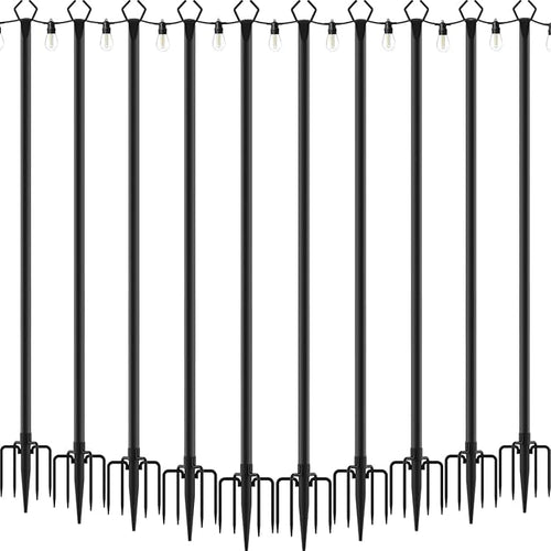 10 Pack String Light Poles, Metal Poles by NUERPO