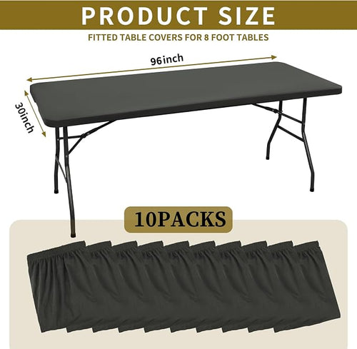 10 Pack Stretch Fabric Table Top Cap Cover, fits 8' Tables, Spandex Table - Image 2