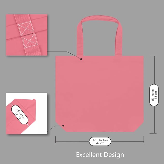 TOPDesign 3-Pack Super Strong Large 12oz Cotton Canvas Tote Bags, Reusable - Image 5