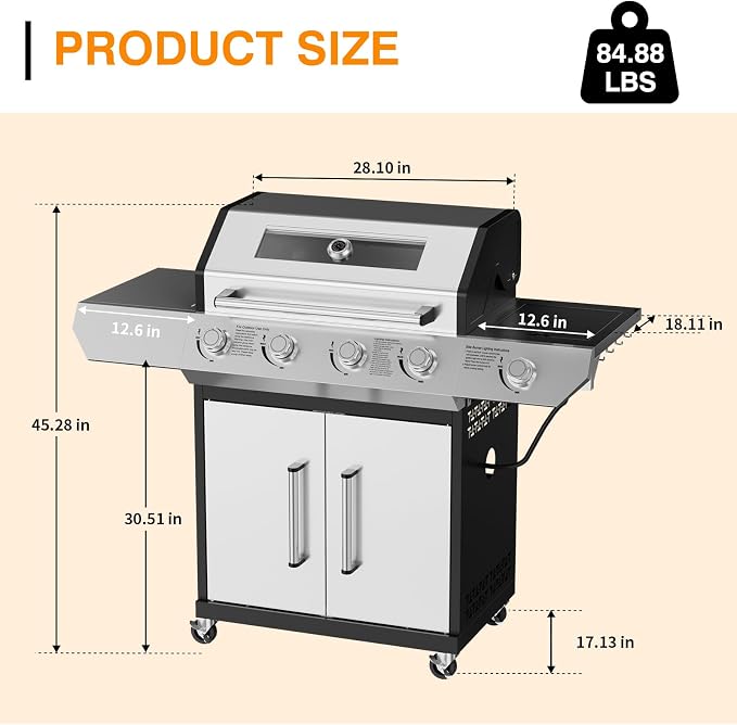 4 Led Burner Propane Gas Grill - Image 5