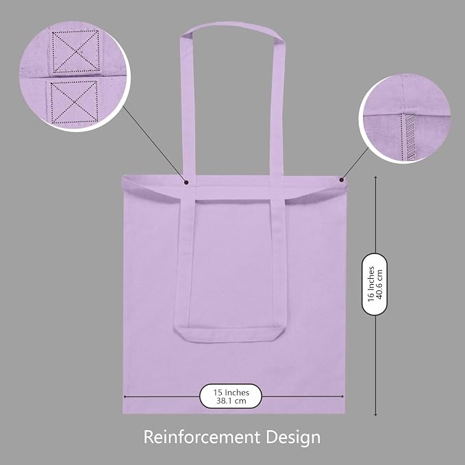 TOPDesign 24-Pack Economical 16"x15" Lavender Cotton Tote Bags, Lightweight - Image 3