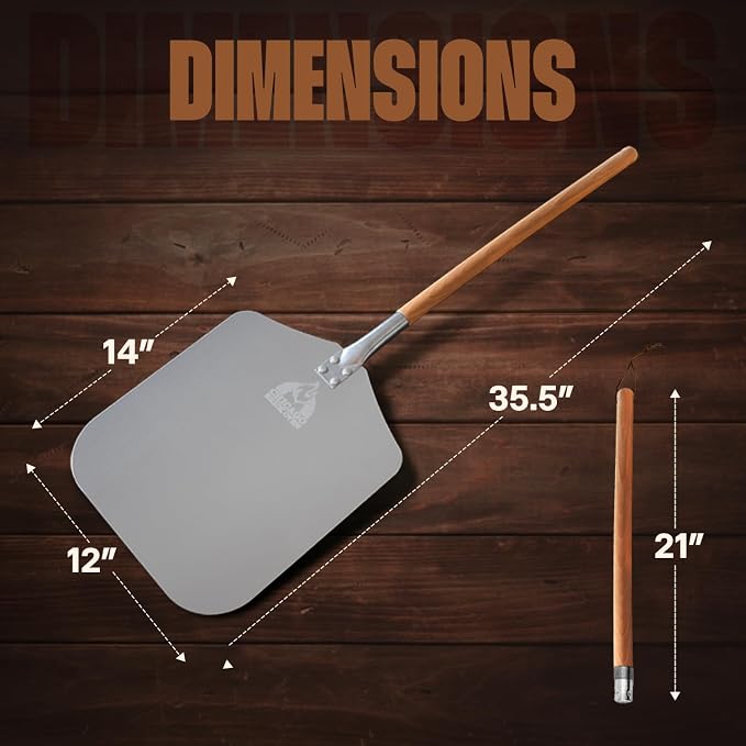 Chicago Brick Oven Pizza Peel 12" x 14", Pizza Paddle, 35.5" Long Aluminum - Image 2