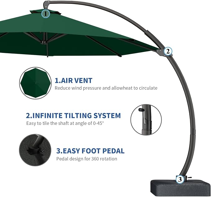 7 Piece Patio Dining Set with 11ft Patio Umbrella, 7 Navy Outdoor HDPE Dining - Image 4