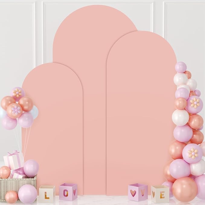 MODFUNS Wedding Arch Cover Set of 3 Dusty Rose Spandex Arches Cover 5ft 6ft 7ft - Image 5
